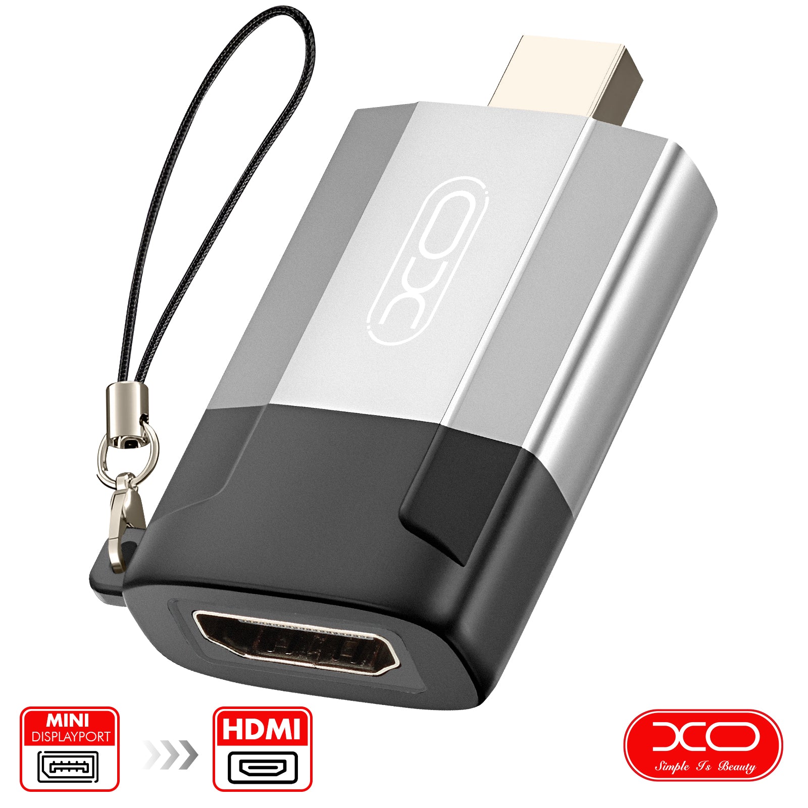 XO Video Adapter Mini DisplayPort to HDMI 4K, Grey XO Video Adapter Mini DisplayPort to HDMI 4K, Grey